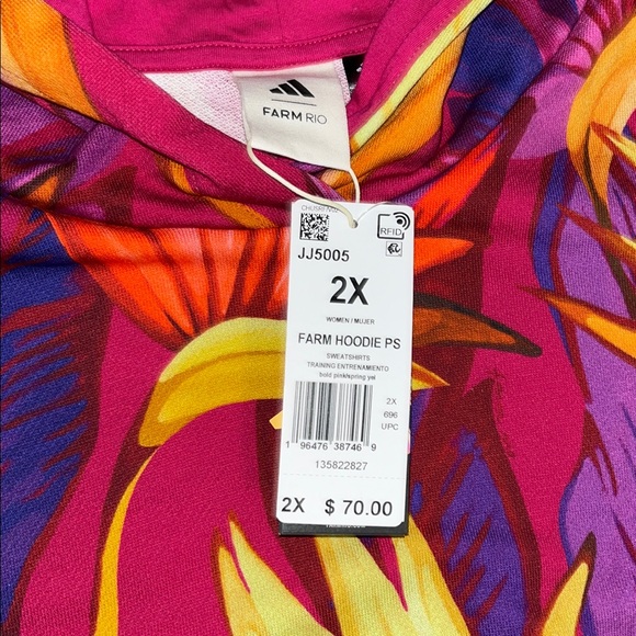 FARM Rio x Adidas Collab Colorful Floral Cropped Hoodie - Picture 6 of 10